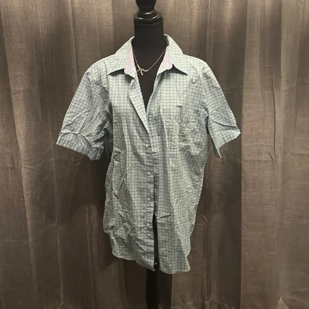Green Plaid Chaps Button Up
